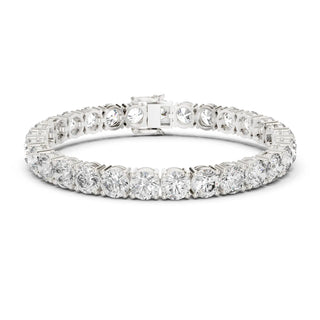 Front View: Round Diamond Tennis Bracelet with Prong Setting in 14k White Gold - Lab Grown - Driona Jewels