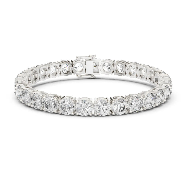 Front View: Round Diamond Tennis Bracelet with Prong Setting in 14k White Gold - Lab Grown - Driona Jewels