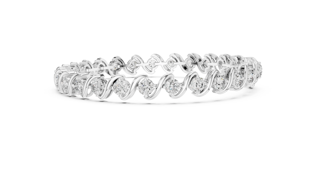 Front View: Round Diamond Tennis Bracelet with Prong Setting in 14k White Gold - Lab Grown - Driona Jewels