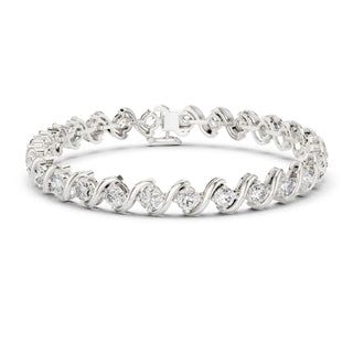 Front View: Round Diamond Tennis Bracelet with Prong Setting in 14k White Gold - Lab Grown - Driona Jewels