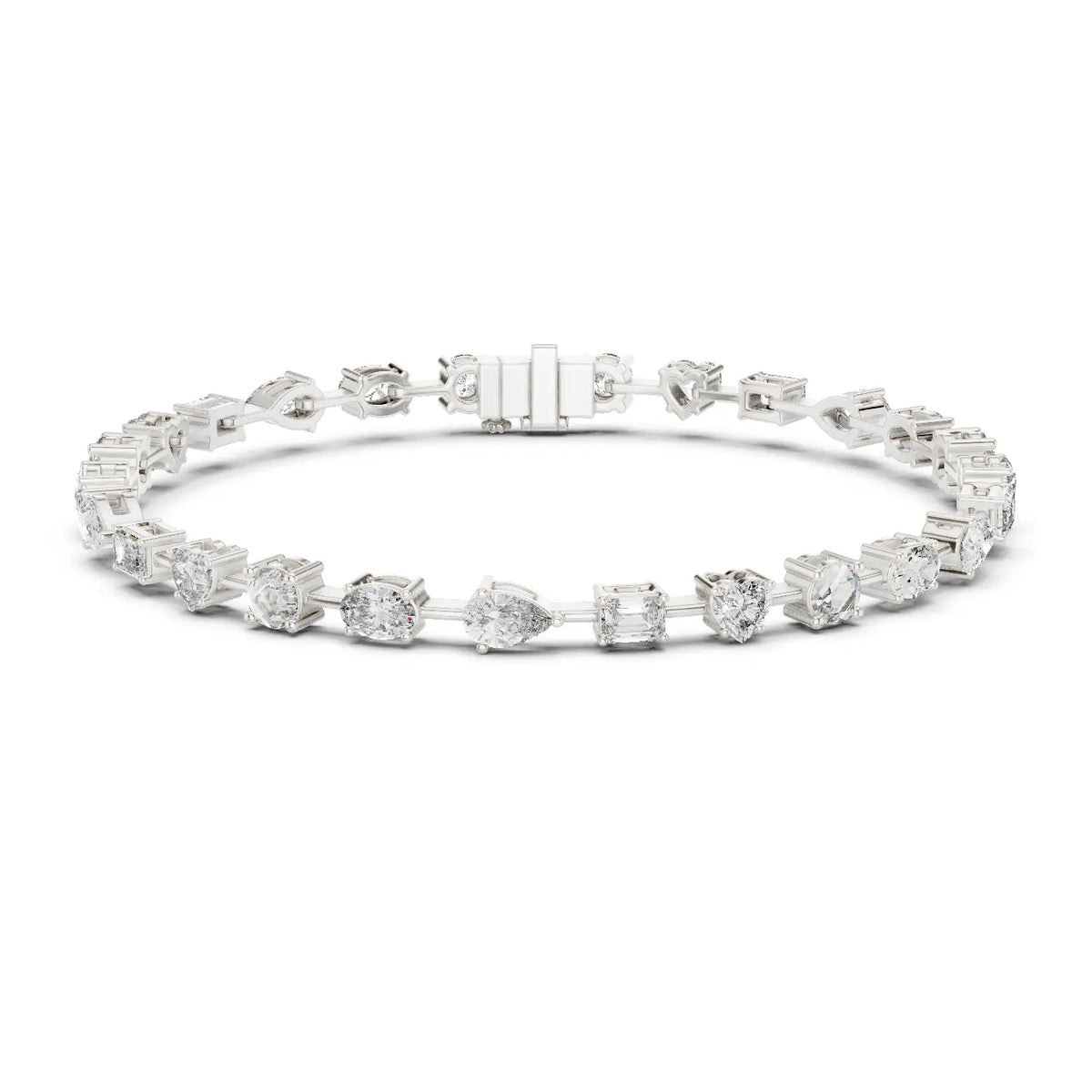 Front View: Round Diamond Tennis Bracelet with Prong Setting in 14k White Gold - Lab Grown - Driona Jewels