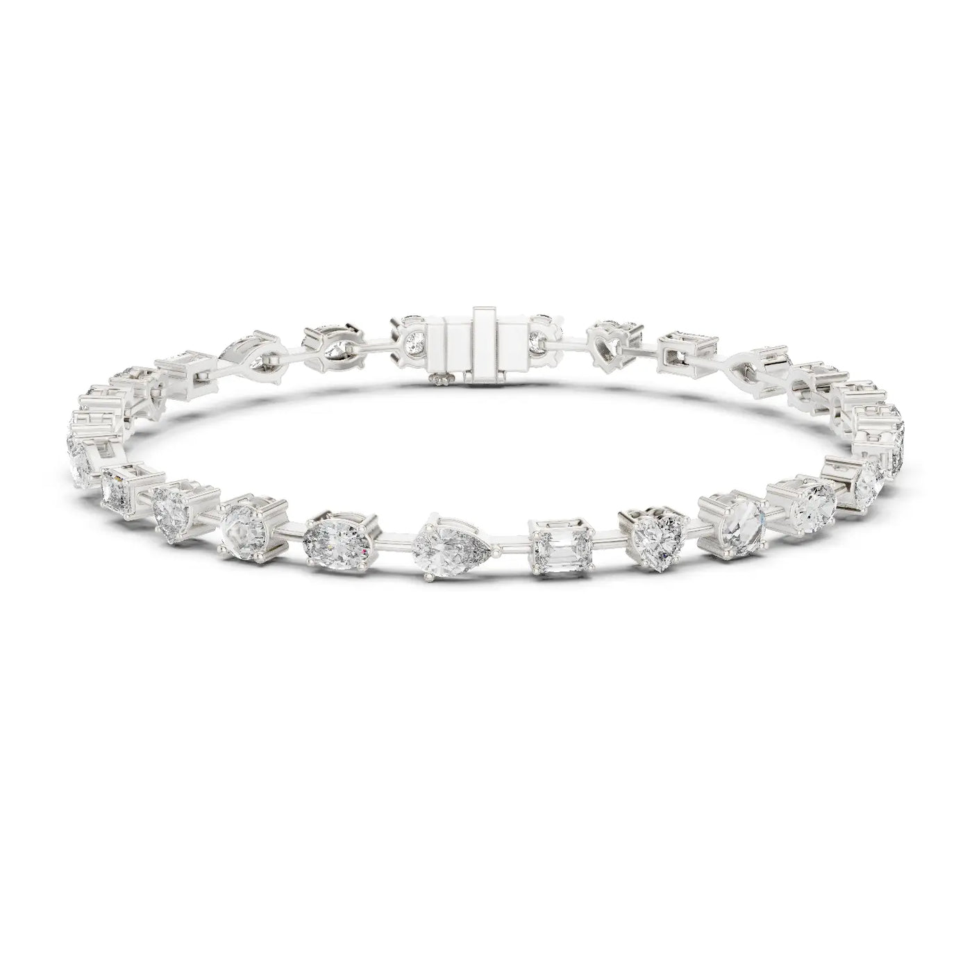 Front View: Round Diamond Tennis Bracelet with Prong Setting in 14k White Gold - Lab Grown - Driona Jewels