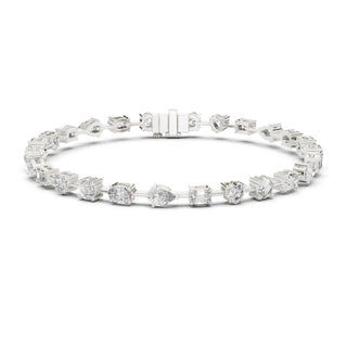 Front View: Round Diamond Tennis Bracelet with Prong Setting in 14k White Gold - Lab Grown - Driona Jewels