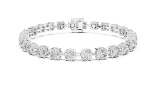 Front View: Round Diamond Tennis Bracelet with Prong Setting in 14k White Gold - Lab Grown - Driona Jewels