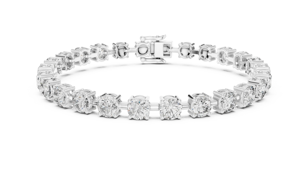 Front View: Round Diamond Tennis Bracelet with Prong Setting in 14k White Gold - Lab Grown - Driona Jewels