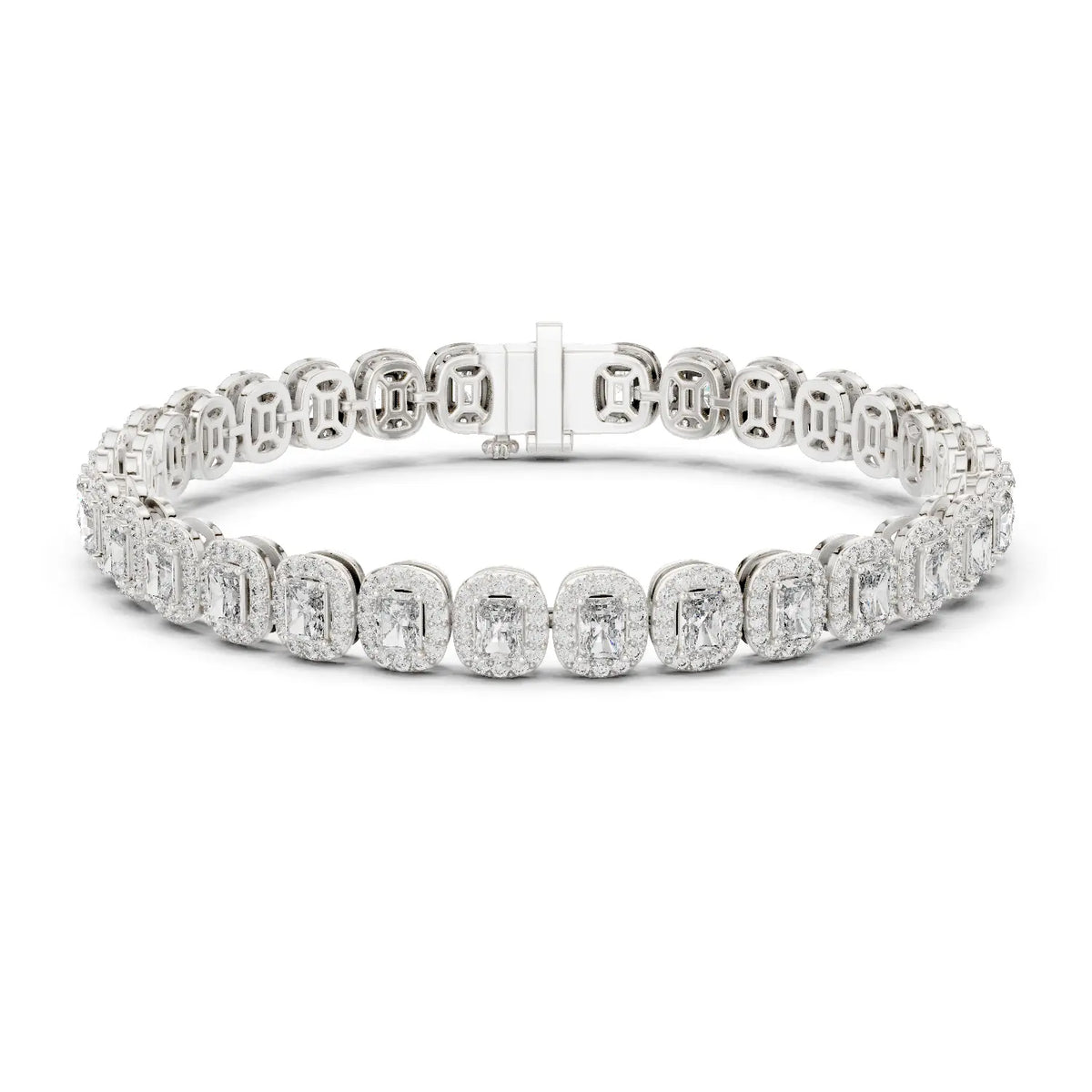Front View: Round Diamond Tennis Bracelet with Prong Setting in 14k White Gold - Lab Grown - Driona Jewels