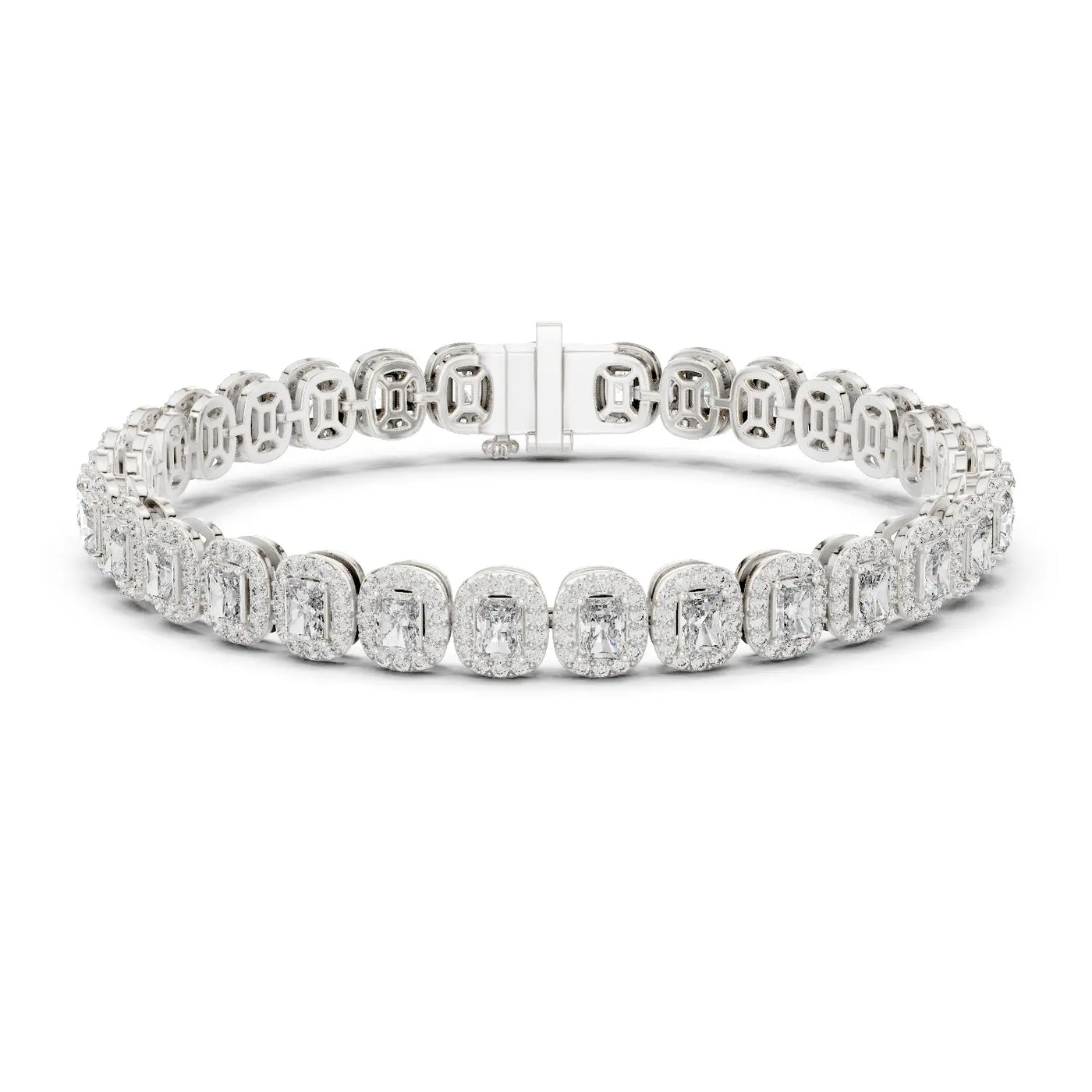 Front View: Round Diamond Tennis Bracelet with Prong Setting in 14k White Gold - Lab Grown - Driona Jewels