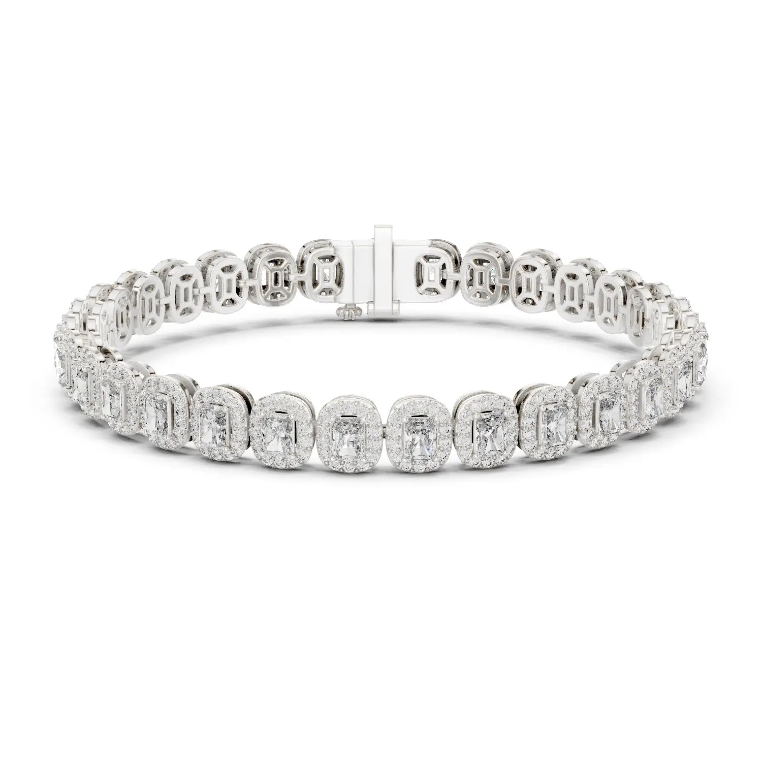 Front View: Round Diamond Tennis Bracelet with Prong Setting in 14k White Gold - Lab Grown - Driona Jewels