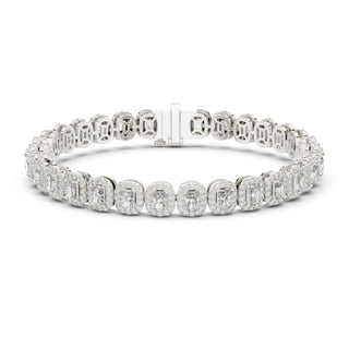Front View: Round Diamond Tennis Bracelet with Prong Setting in 14k White Gold - Lab Grown - Driona Jewels