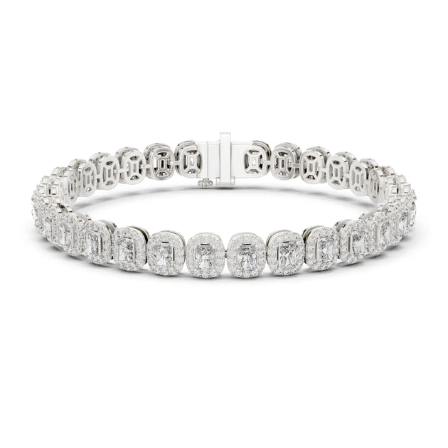 Front View: Round Diamond Tennis Bracelet with Prong Setting in 14k White Gold - Lab Grown - Driona Jewels