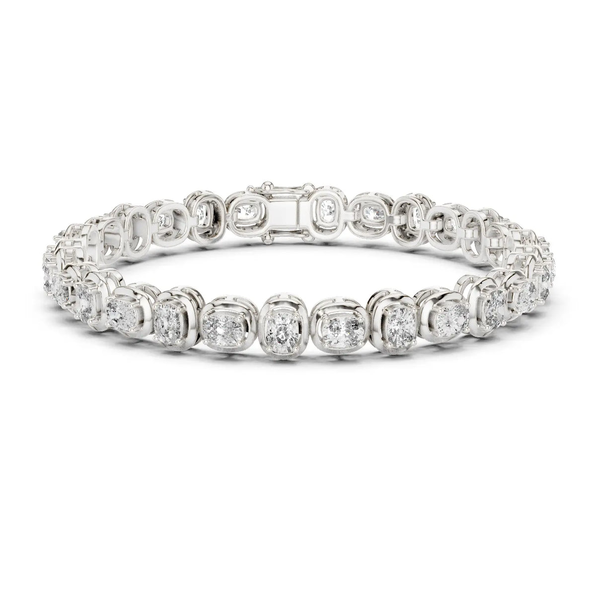 Front View: Round Diamond Tennis Bracelet with Prong Setting in 14k White Gold - Lab Grown - Driona Jewels
