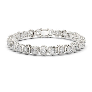 Front View: Round Diamond Tennis Bracelet with Prong Setting in 14k White Gold - Lab Grown - Driona Jewels