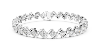 Front View: Round Diamond Tennis Bracelet with Prong Setting in 14k White Gold - Lab Grown - Driona Jewels