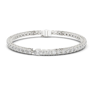 Front View: Round Diamond Tennis Bracelet with Prong Setting in 14k White Gold - Lab Grown - Driona Jewels