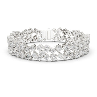 Front View: Round Diamond Tennis Bracelet with Prong Setting in 14k White Gold - Lab Grown - Driona Jewels