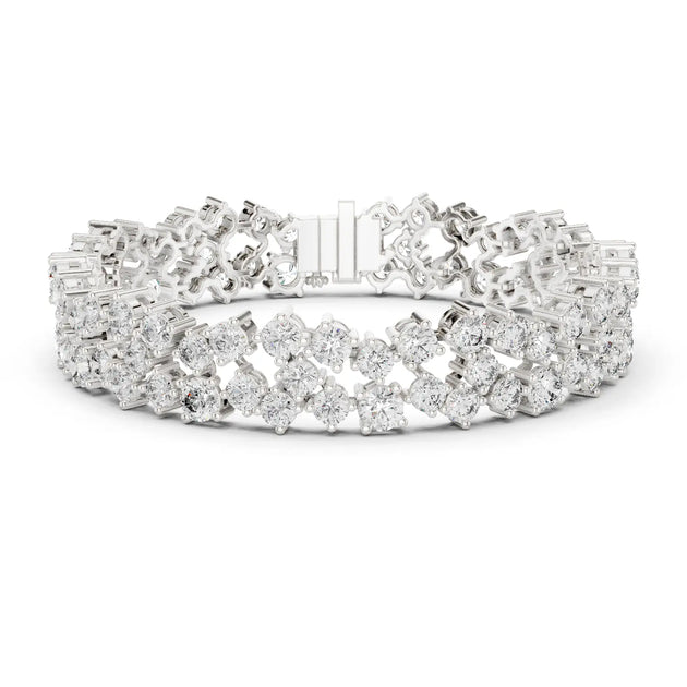 Front View: Round Diamond Tennis Bracelet with Prong Setting in 14k White Gold - Lab Grown - Driona Jewels
