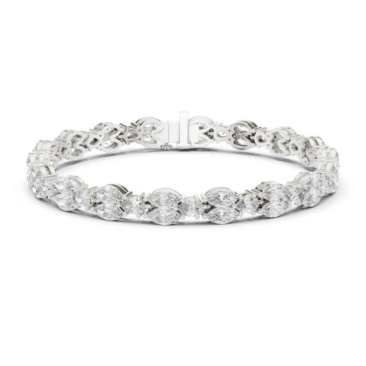 Front View: Round Diamond Tennis Bracelet with Prong Setting in 14k White Gold - Lab Grown - Driona Jewels