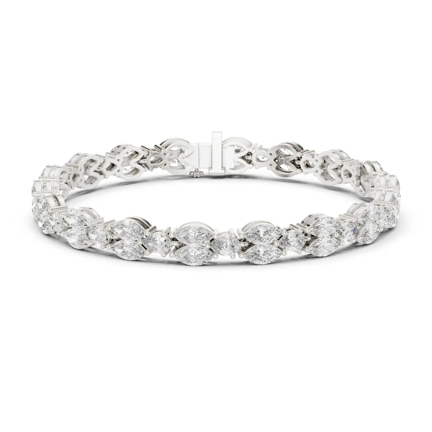 Front View: Round Diamond Tennis Bracelet with Prong Setting in 14k White Gold - Lab Grown - Driona Jewels