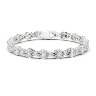 Front View: Round Diamond Tennis Bracelet with Prong Setting in 14k White Gold - Lab Grown - Driona Jewels