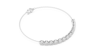 Three-quarter-view: Round Diamond Tennis Bracelet with Prong Setting in 14k White Gold - Lab Grown - Driona Jewels