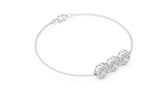 Three-quarter View: Round Diamond Bracelet with Prong Setting in 14k White Gold - Lab Grown - Driona Jewels