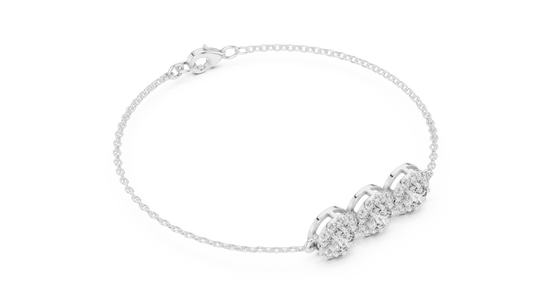 Three-quarter View: Round Diamond Bracelet with Prong Setting in 14k White Gold - Lab Grown - Driona Jewels