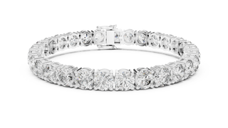 Top View: Round Diamond Tennis Bracelet with Prong Setting in 14k White Gold - Lab Grown - Driona Jewels