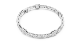 Top View: Round Diamond Tennis Bracelet with Prong Setting in 14k White Gold - Lab Grown - Driona Jewels