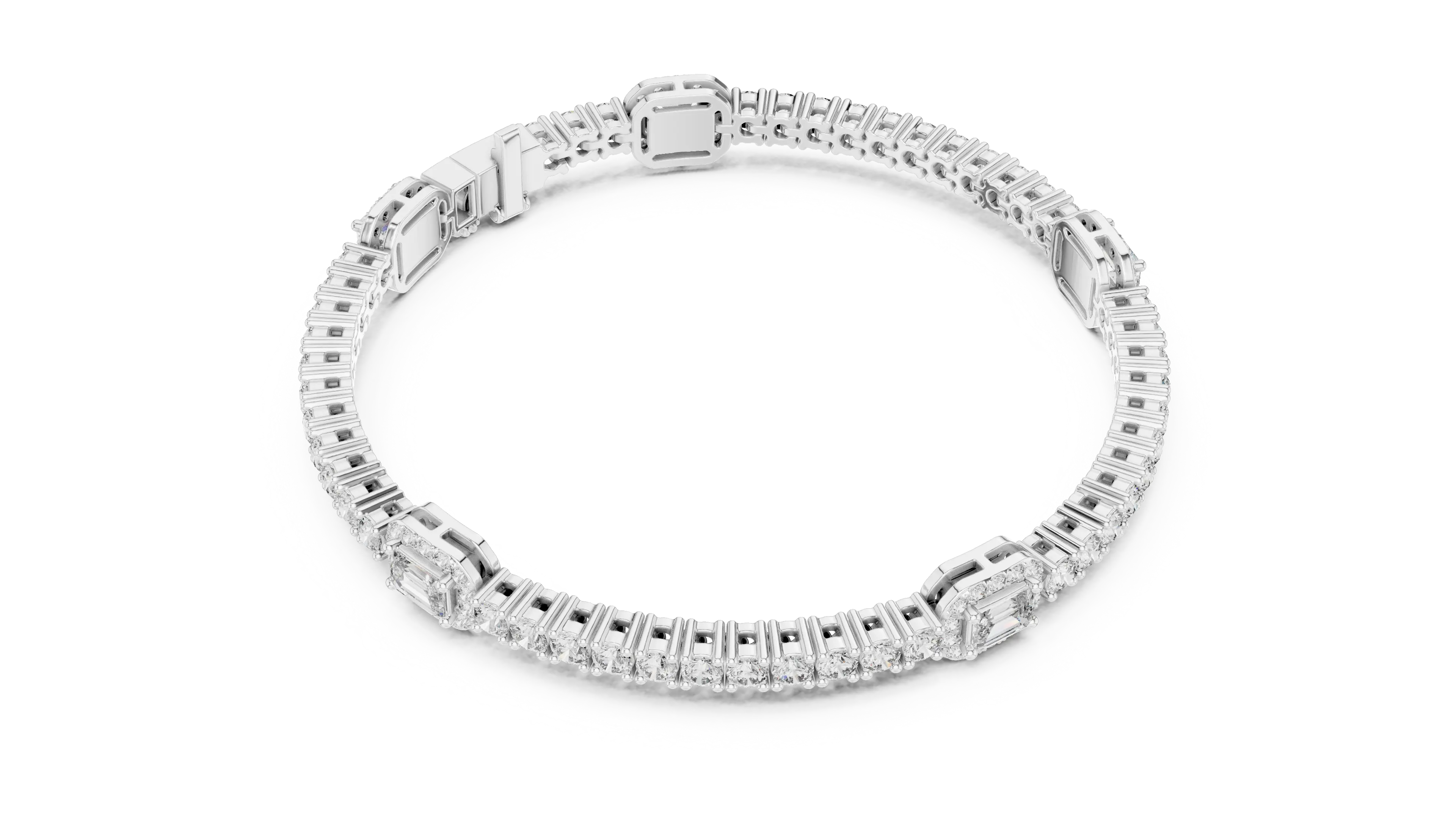 Top View: Round Diamond Tennis Bracelet with Prong Setting in 14k White Gold - Lab Grown - Driona Jewels