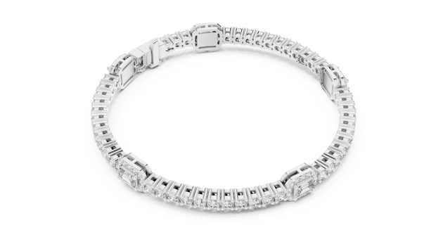 Top View: Round Diamond Tennis Bracelet with Prong Setting in 14k White Gold - Lab Grown - Driona Jewels