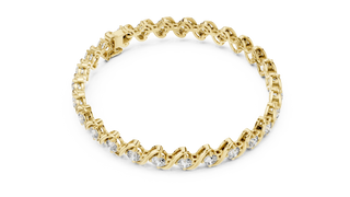 Flat Lay: Round Diamond Tennis Bracelet with Prong Setting in 14k Yellow Gold - Lab Grown - Driona Jewels