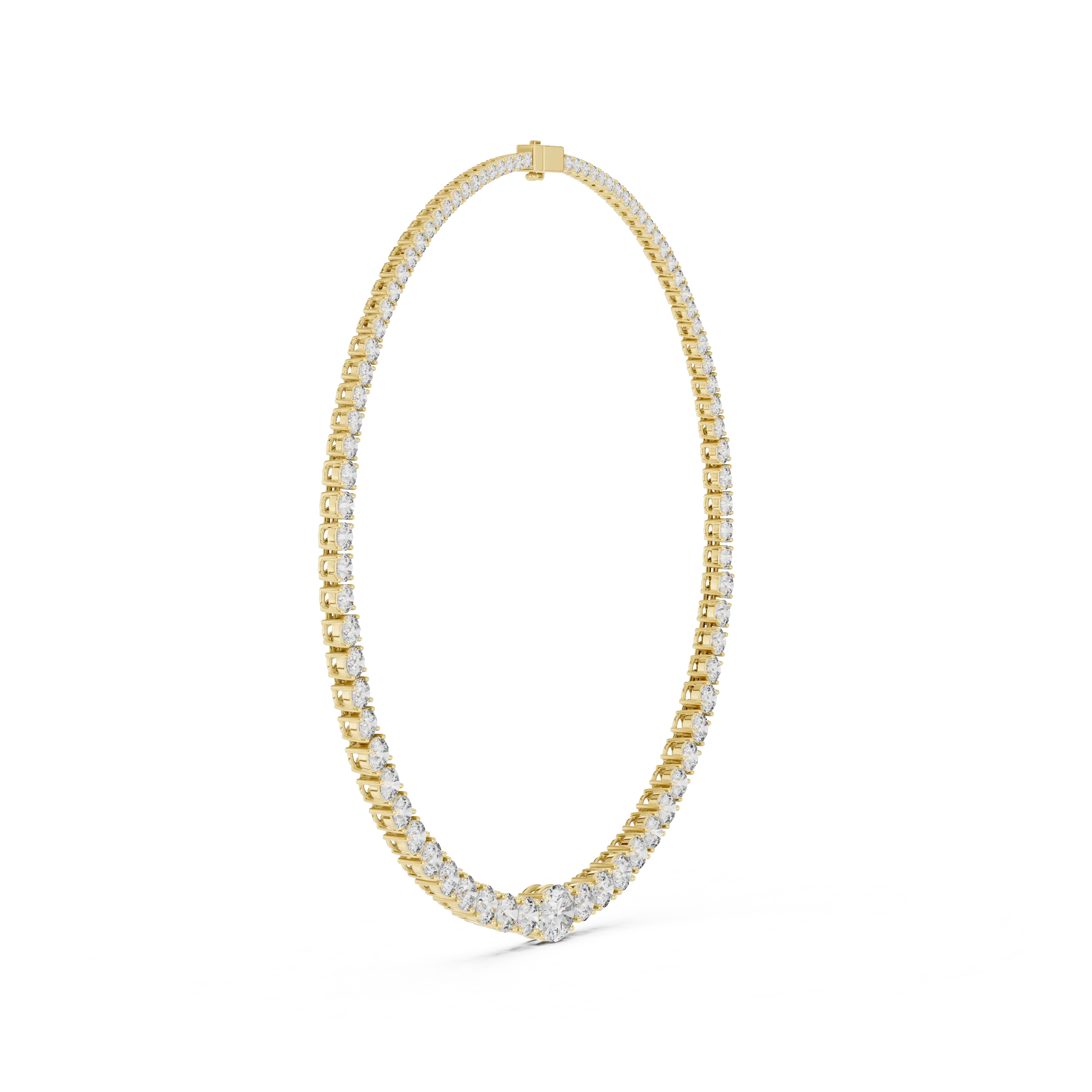 Flat Lay: Round Diamond Tennis Bracelet with Prong Setting in 14k Yellow Gold - Lab Grown - Driona Jewels
