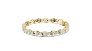 Flat Lay: Round Diamond Tennis Bracelet with Prong Setting in 14k Yellow Gold - Lab Grown - Driona Jewels