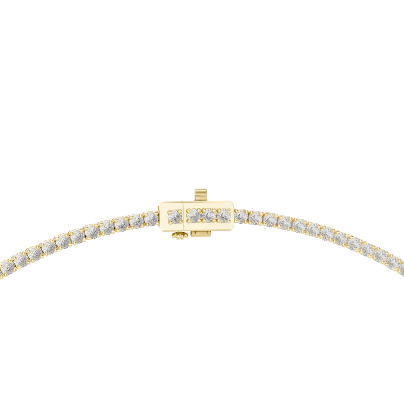 Flat Lay: Round Diamond Tennis Bracelet with Prong Setting in 14k Yellow Gold - Lab Grown - Driona Jewels