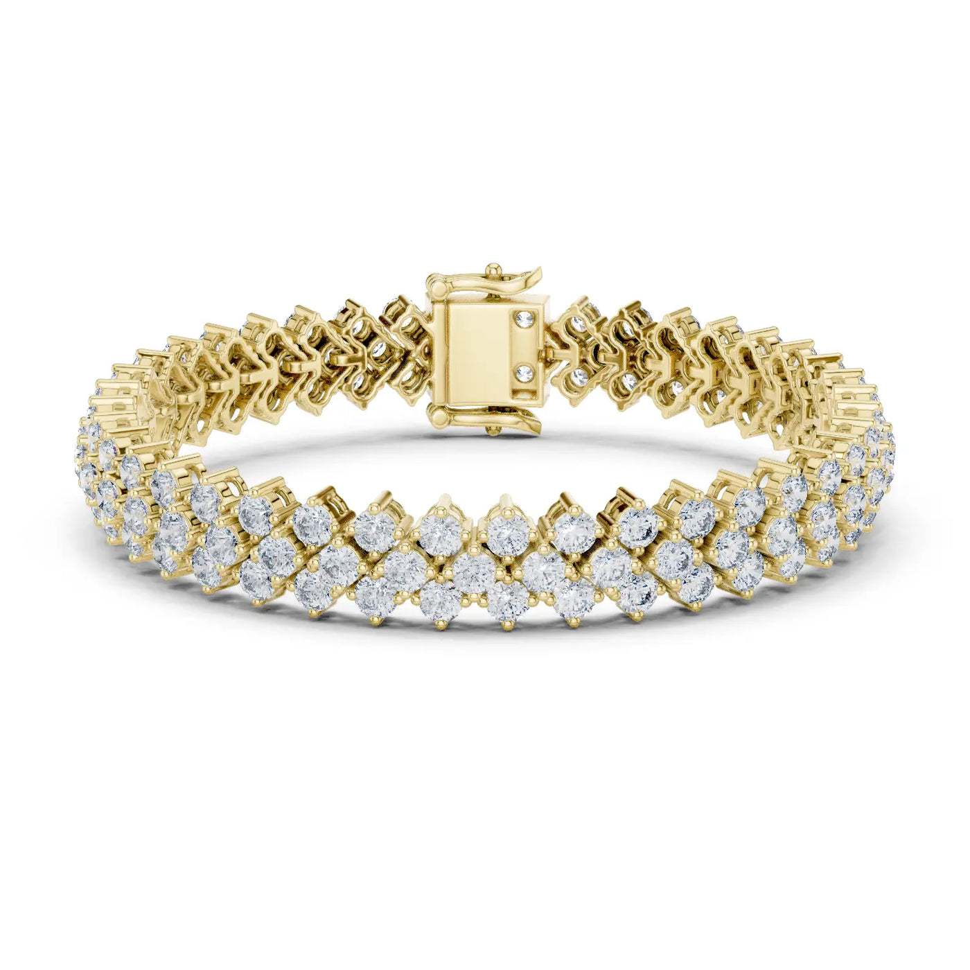 Front View: Round Diamond Tennis Bracelet with Prong Setting in 14k Yellow Gold - Lab Grown - Driona Jewels