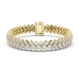 Front View: Round Diamond Tennis Bracelet with Prong Setting in 14k Yellow Gold - Lab Grown - Driona Jewels