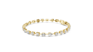 Front View: Round Diamond Tennis Bracelet with Prong Setting in 14k Yellow Gold - Lab Grown - Driona Jewels