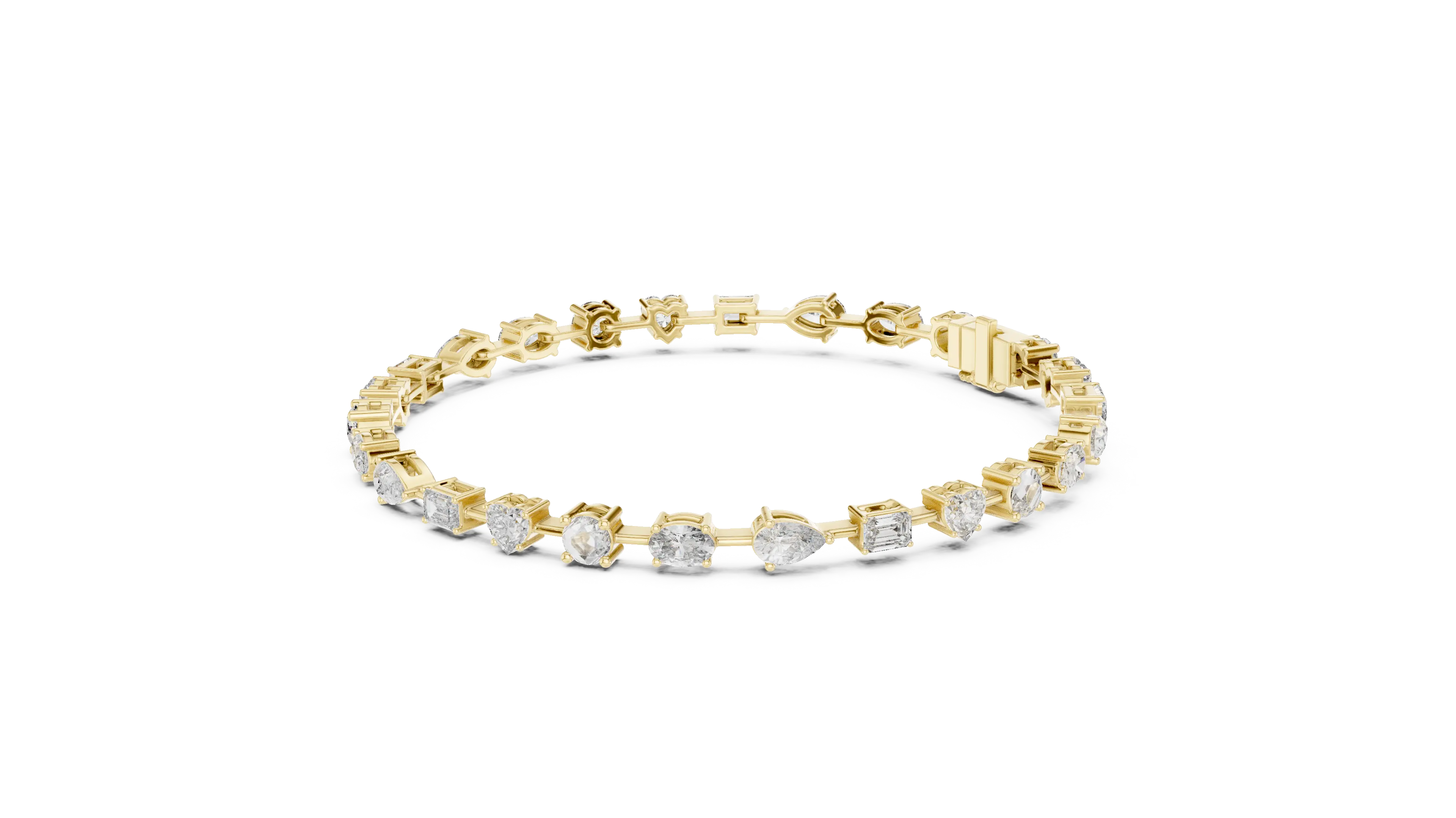 Front View: Round Diamond Tennis Bracelet with Prong Setting in 14k Yellow Gold - Lab Grown - Driona Jewels