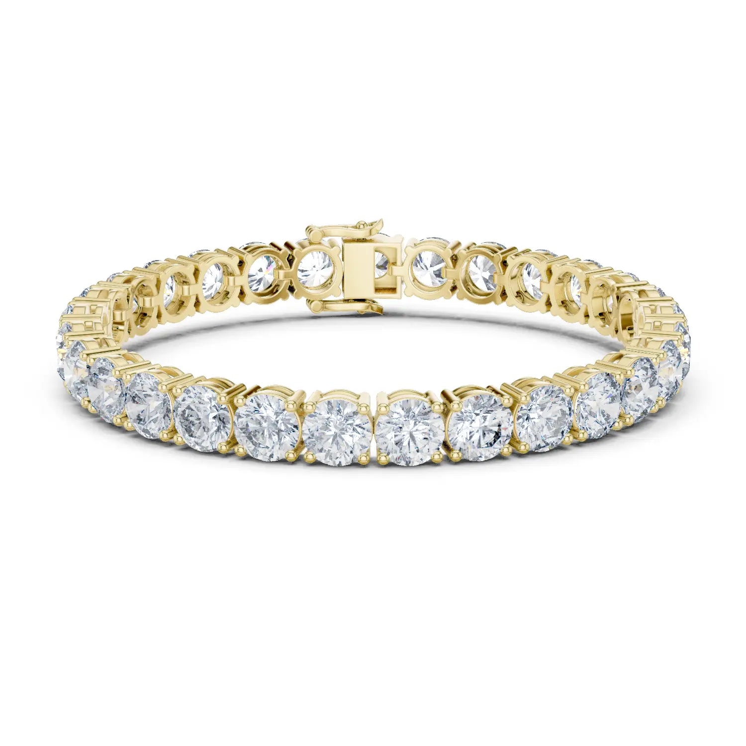 Front View: Round Diamond Tennis Bracelet with Prong Setting in 14k Yellow Gold - Lab Grown - Driona Jewels
