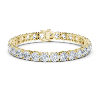 Front View: Round Diamond Tennis Bracelet with Prong Setting in 14k Yellow Gold - Lab Grown - Driona Jewels