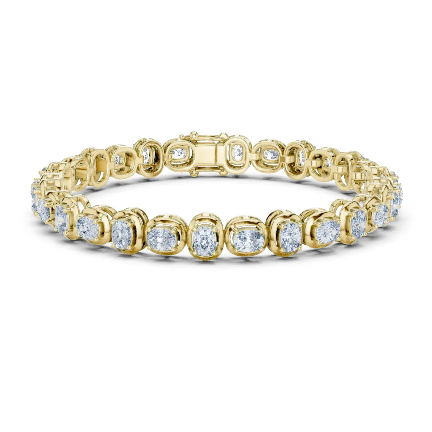 Front View: Round Diamond Tennis Bracelet with Prong Setting in 14k Yellow Gold - Lab Grown - Driona Jewels