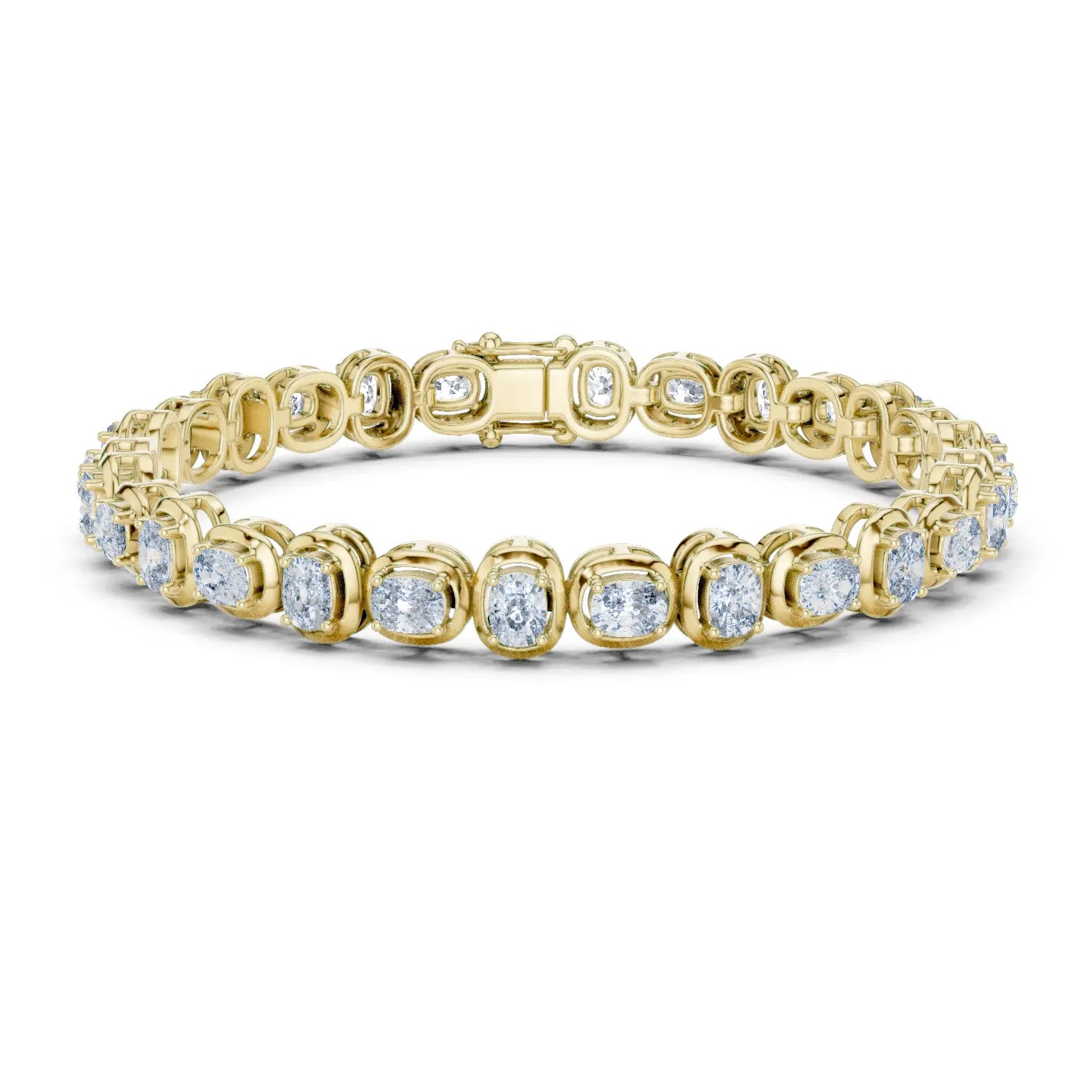 Front View: Round Diamond Tennis Bracelet with Prong Setting in 14k Yellow Gold - Lab Grown - Driona Jewels