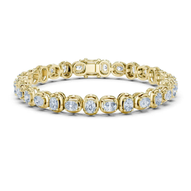 Front View: Round Diamond Tennis Bracelet with Prong Setting in 14k Yellow Gold - Lab Grown - Driona Jewels