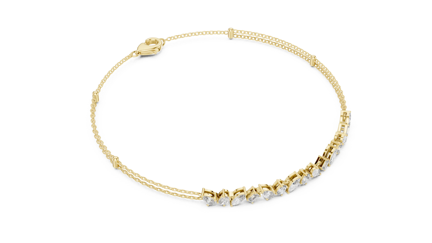 Front View: Round Diamond Tennis Bracelet with Prong Setting in 14k Yellow Gold - Lab Grown - Driona Jewels