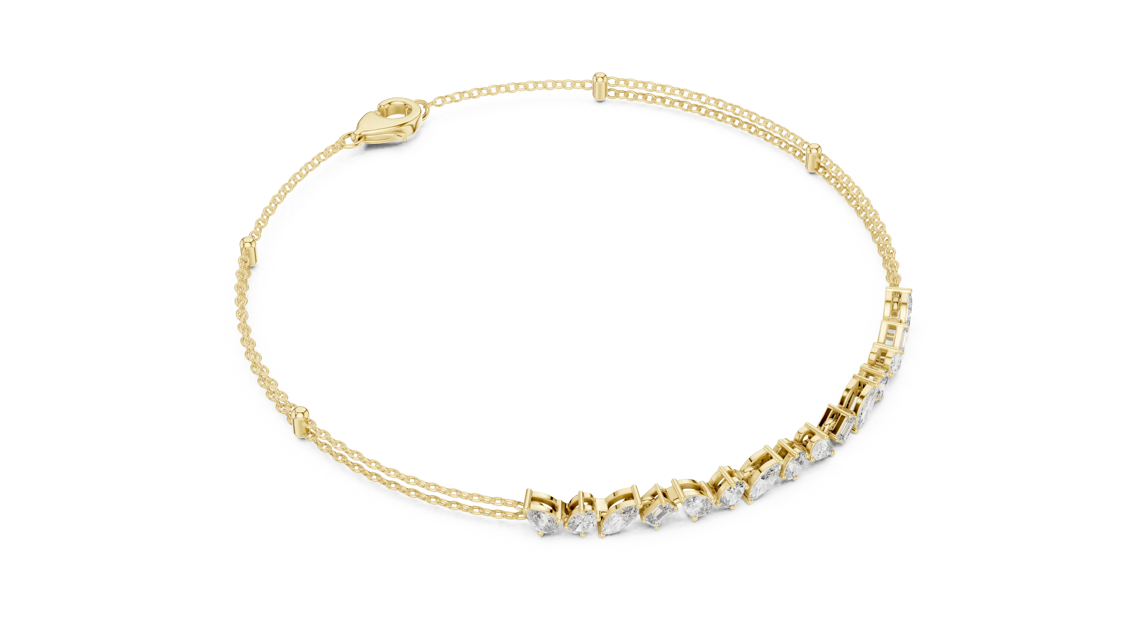 Front View: Round Diamond Tennis Bracelet with Prong Setting in 14k Yellow Gold - Lab Grown - Driona Jewels