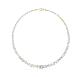 Front View: Round Diamond Tennis Necklace with Prong Setting in 14k Yellow Gold - Lab Grown - Driona Jewels