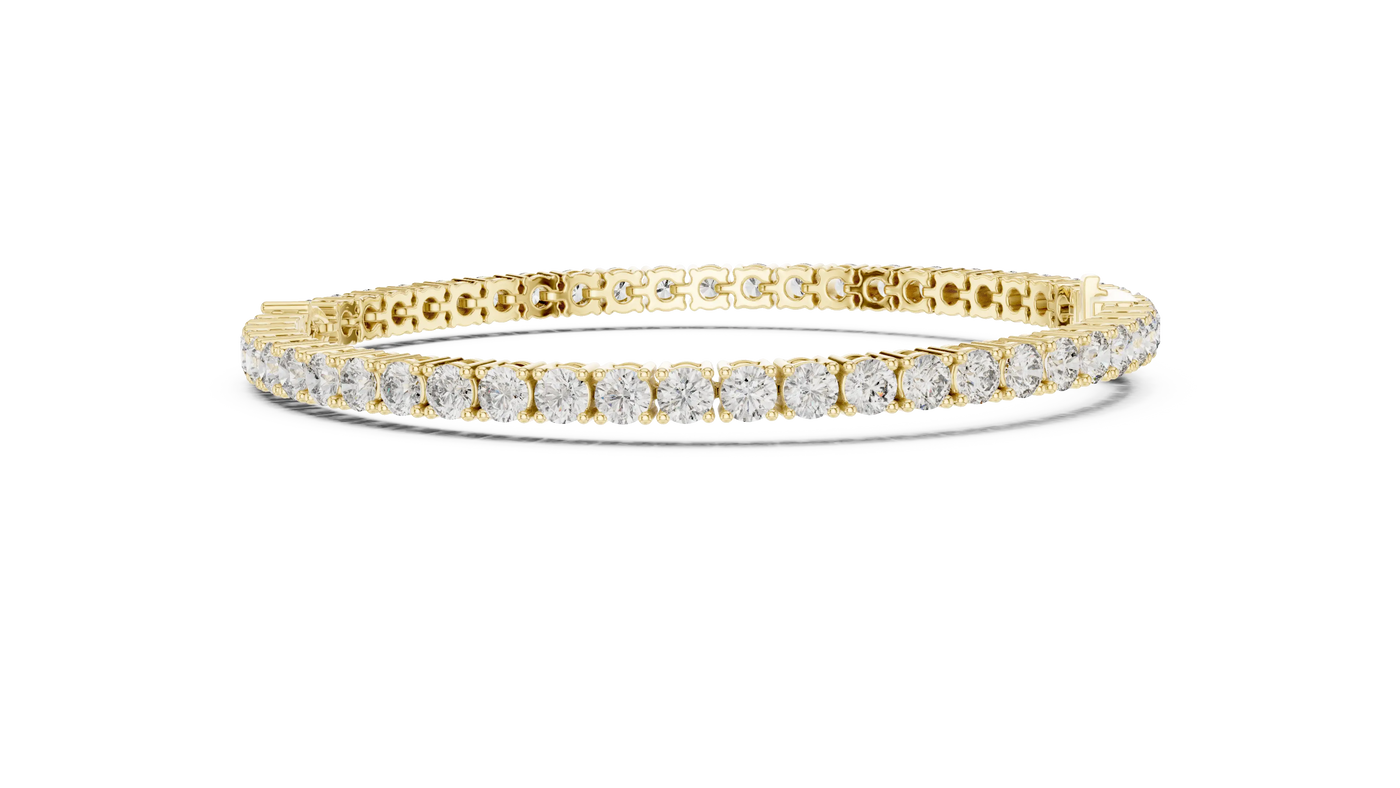 Front View: Round Diamond Tennis Bracelet with Prong Setting in 14k Yellow Gold - Lab Grown - Driona Jewels