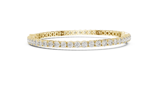 Front View: Round Diamond Tennis Bracelet with Prong Setting in 14k Yellow Gold - Lab Grown - Driona Jewels