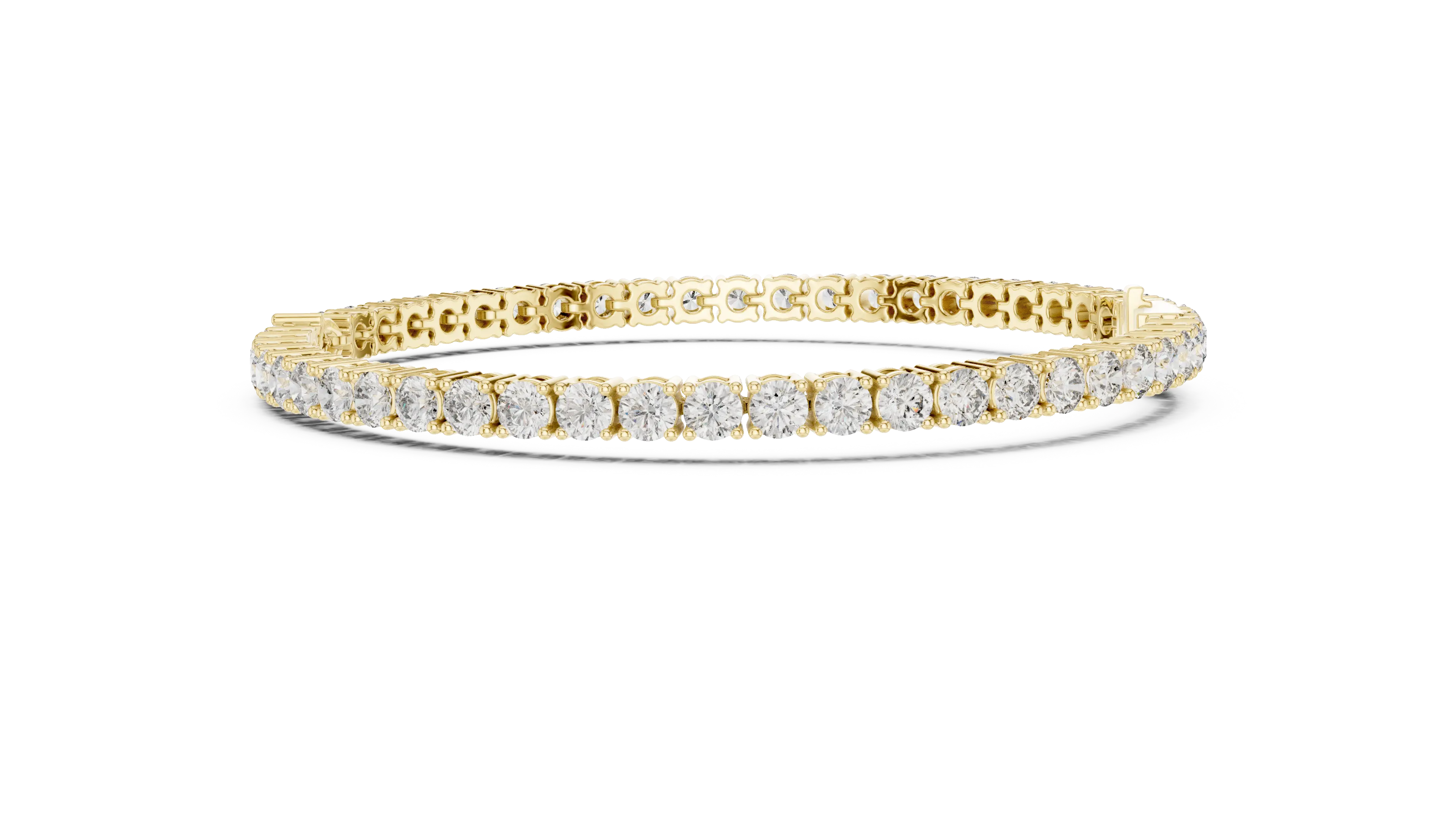 Front View: Round Diamond Tennis Bracelet with Prong Setting in 14k Yellow Gold - Lab Grown - Driona Jewels