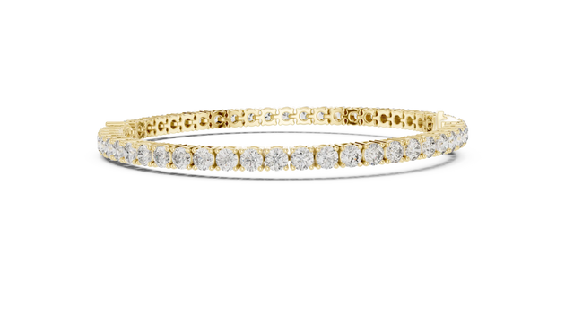 Front View: Round Diamond Tennis Bracelet with Prong Setting in 14k Yellow Gold - Lab Grown - Driona Jewels